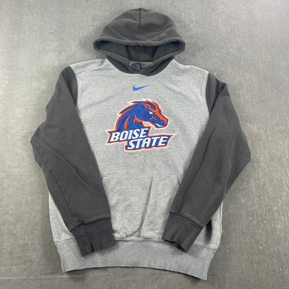 Boise State Nike Mens Large Grey Hoodie Colorblock Embroidered Logo